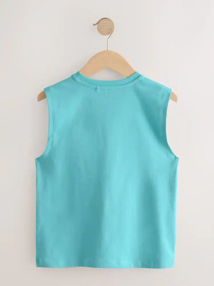 |Boy| Conjunto De 4 Regatas Nas Cores Pêssego/Azul/Verde/Laranja (3-16 anos)