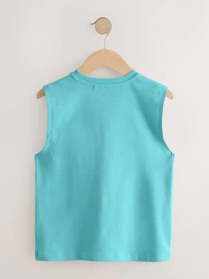 |Boy| Conjunto De 4 Regatas Nas Cores Pêssego/Azul/Verde/Laranja (3-16 anos)