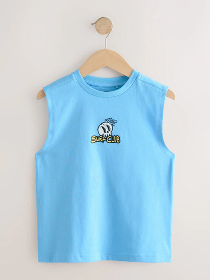 |Boy| Conjunto De 4 Regatas Nas Cores Pêssego/Azul/Verde/Laranja (3-16 anos)