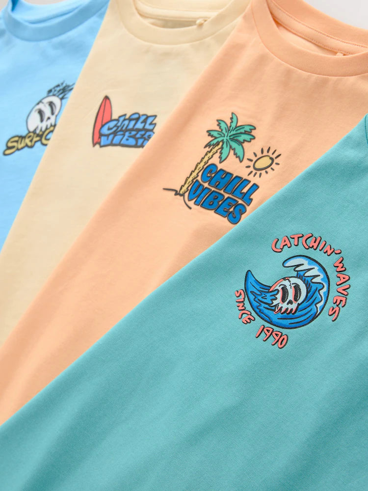 |Boy| Conjunto De 4 Regatas Nas Cores Pêssego/Azul/Verde/Laranja (3-16 anos)