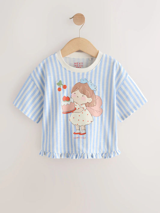 |Girl| Conjunto De 4 Camisetas Patchwork Com Estampa De Morango (3 meses a 7 anos)