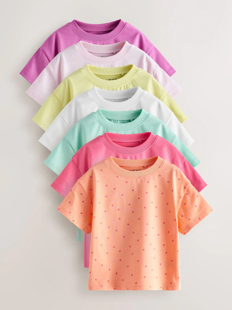 |Girl| Pacote Com 7 Camisetas Coloridas (3 meses a 7 anos)
