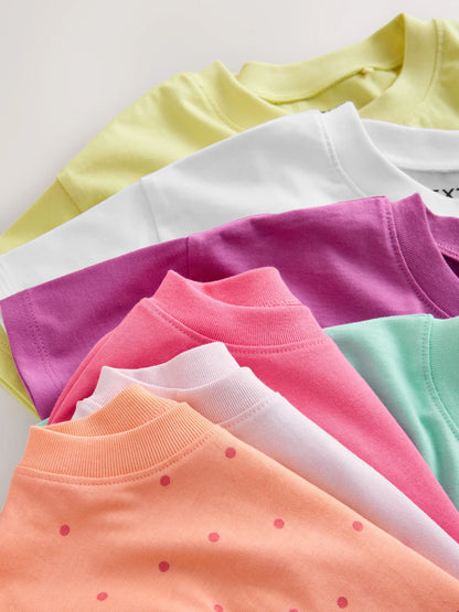 |Girl| Pacote Com 7 Camisetas Coloridas (3 meses a 7 anos)