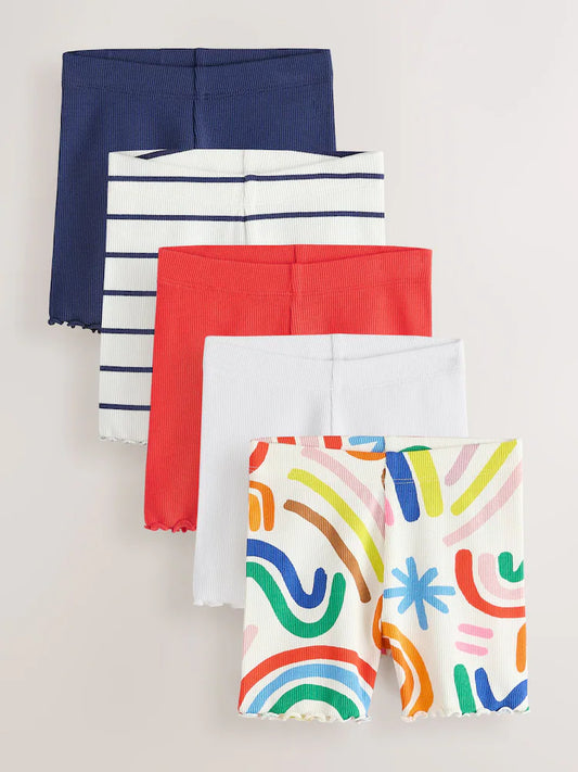 |Girl| Conjunto De 5 Calções de Ciclismo Arco-Íris (3 meses a 7 anos)