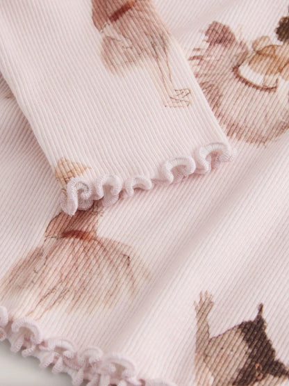 |Girl| Blusa De Manga Comprida Canelada Rosa Estilo Bailarina (3 meses a 7 anos)