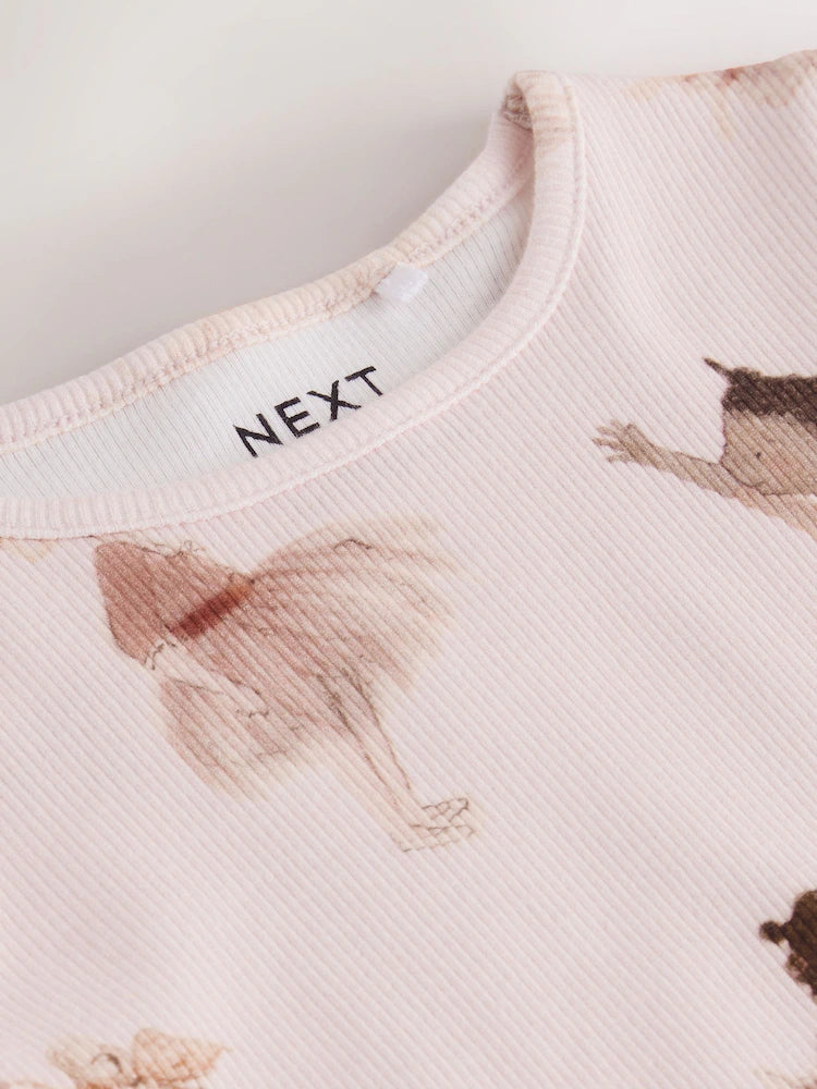 |Girl| Blusa De Manga Comprida Canelada Rosa Estilo Bailarina (3 meses a 7 anos)