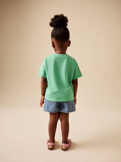 |Girl| Camiseta De Manga Curta Com Estampa De Gelatina Verde (3 meses a 7 anos)