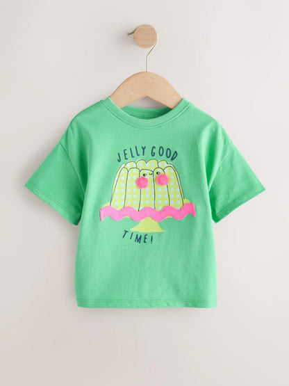 |Girl| Camiseta De Manga Curta Com Estampa De Gelatina Verde (3 meses a 7 anos)