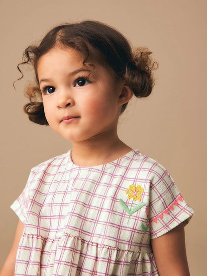 |Girl| Conjunto de Blusa Peplum com Bordado de Frutas Roxas e Shorts Ciclista (3 meses a 7 anos)