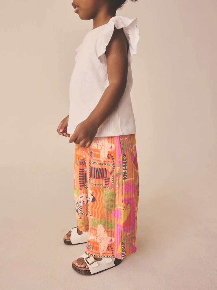 |Girl| Calças Laranja Safari De Pernas Largas (3 meses a 7 anos)