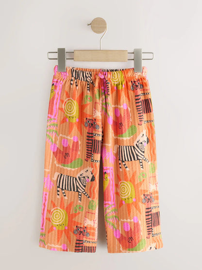 |Girl| Calças Laranja Safari De Pernas Largas (3 meses a 7 anos)