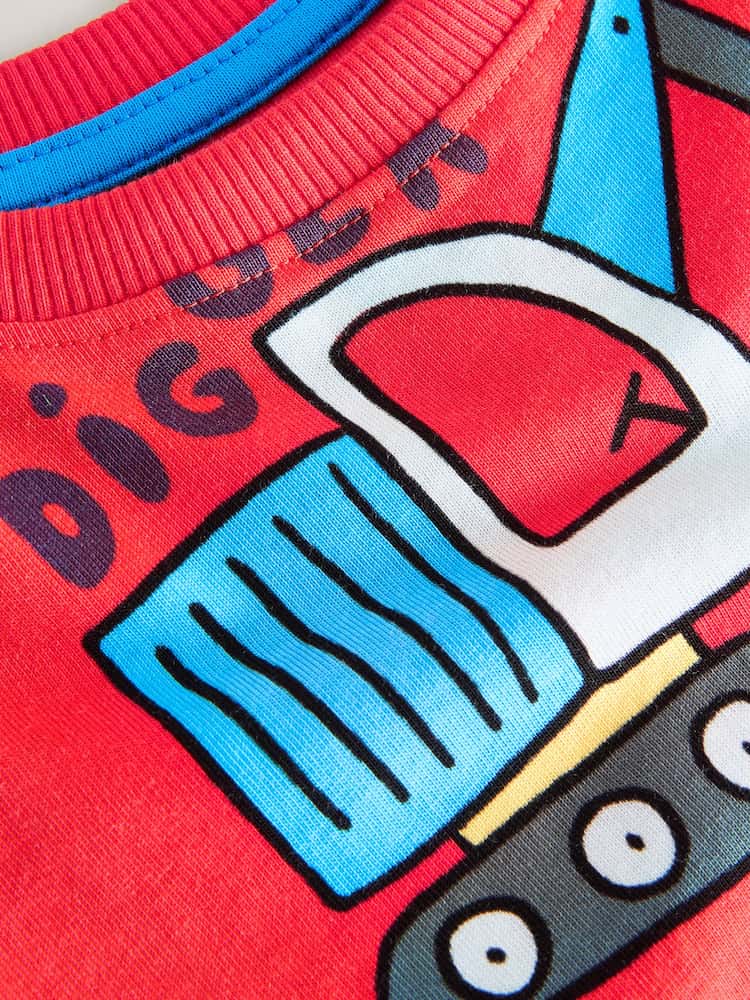 |Boy| Conjunto De 3 Pijamas Curtos Com Estampas Variadas De Dinossauro, Escavadeira e Lagosta nas cores azul, verde e vermelho (tamanhos de 9 meses a 8 anos)