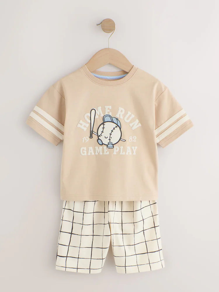 |Boy| Conjunto De 3 Pijamas Curtos Azul/Verde/Cinza Para Clube De Tênis (9 meses a 10 anos)