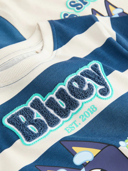 |Boy| Conjunto De 2 Pijamas Curtos Bluey Nas Cores Azul e Branco (12 meses a 8 anos)