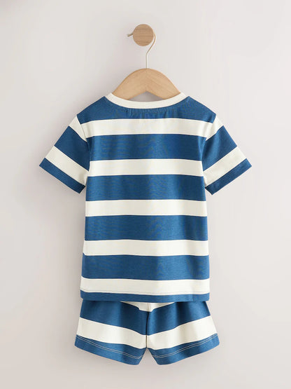 |Boy| Conjunto De 2 Pijamas Curtos Bluey Nas Cores Azul e Branco (12 meses a 8 anos)