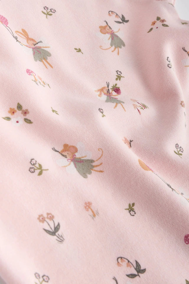 |BabyGirl| Body De Algodão De Manga Curta ara bebê rosa e branco Fairy, Pacote Com 5