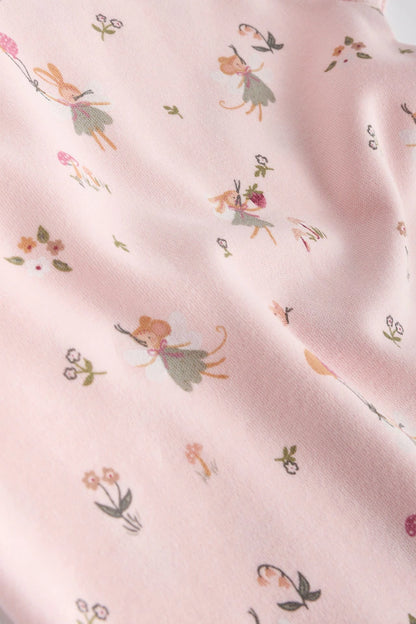 |BabyGirl| Body De Algodão De Manga Curta ara bebê rosa e branco Fairy, Pacote Com 5