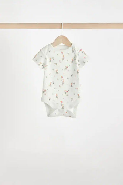 |BabyGirl| Body De Algodão De Manga Curta ara bebê rosa e branco Fairy, Pacote Com 5