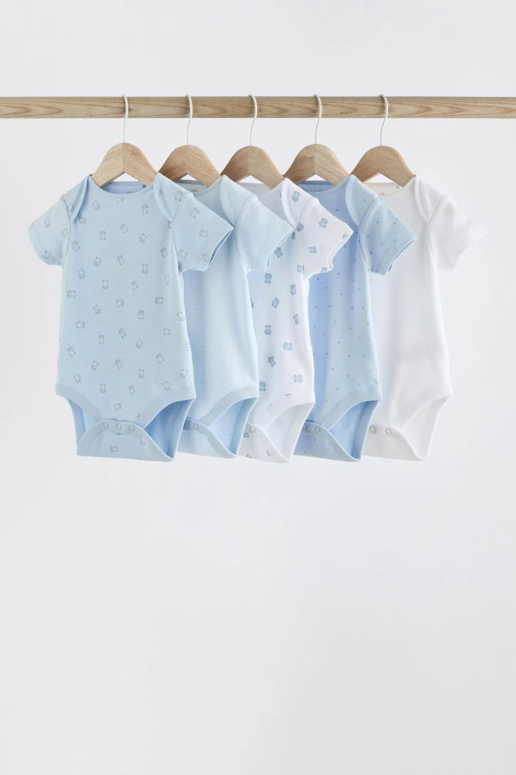 |BabyBoy| Body Para Bebê De Manga Curta Azul Com 5 Unidades