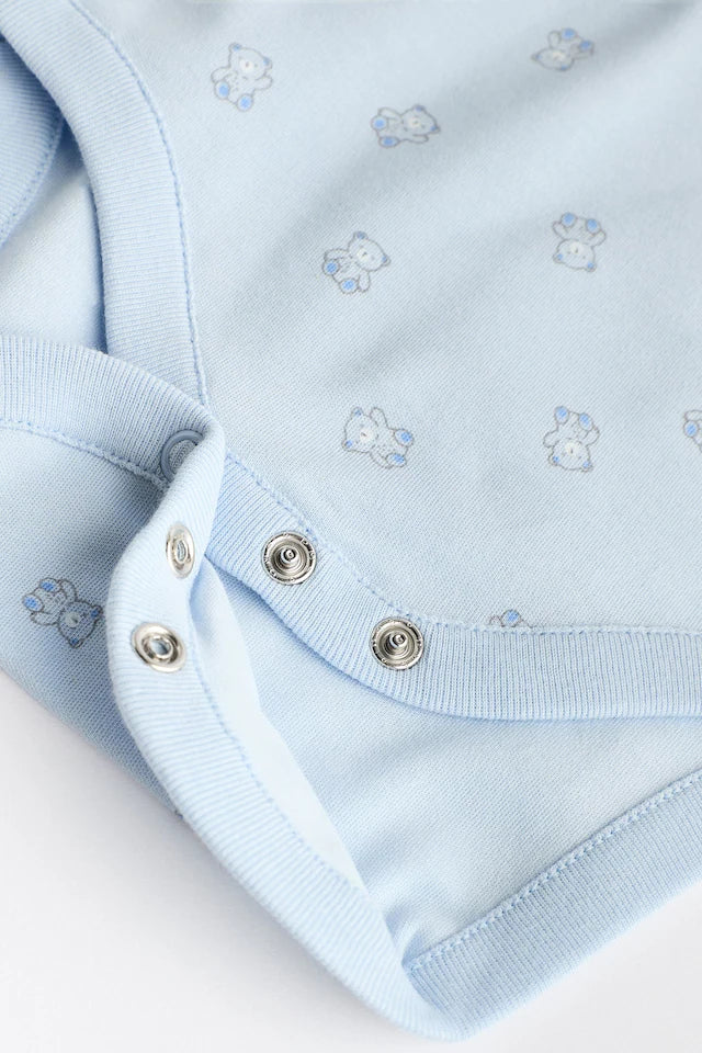 |BabyBoy| Body Para Bebê De Manga Curta Azul Com 5 Unidades