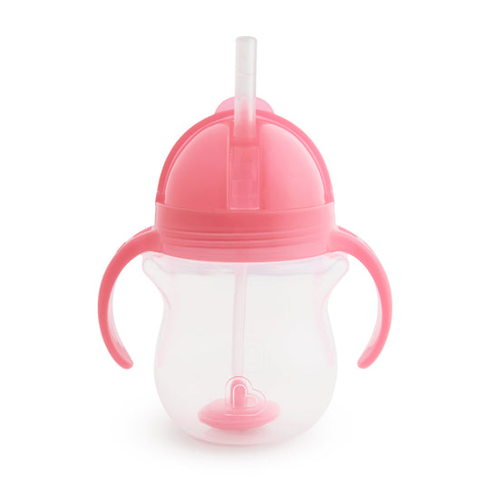 Vaso con pajita ponderado Tip &amp; Sip Click Lock de Munchkin, rosa, 207 ml