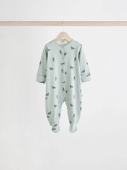 |BabyBoy| Pacote Com 5 Macacões Para Bebês Com Estampa Azul-Petróleo (0-2 anos)