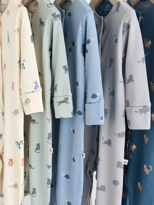 |BabyBoy| Pacote Com 5 Macacões Para Bebês Com Estampa Azul-Petróleo (0-2 anos)