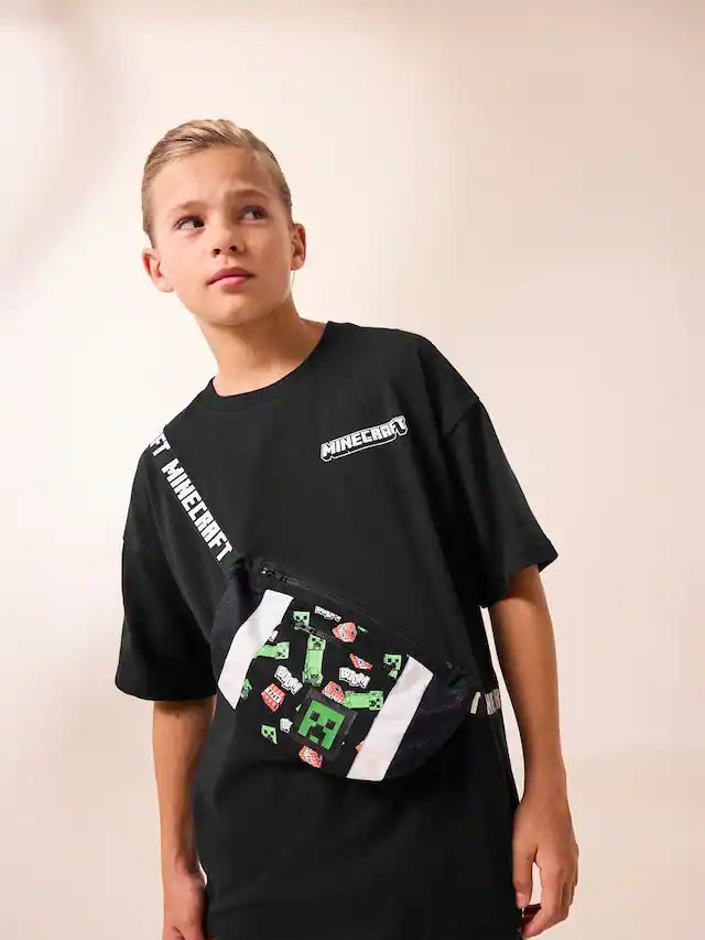 |BigBoy| Camiseta Preta Licenciada Do Minecraft (3 a 16 anos)