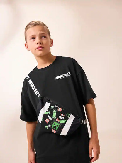 |BigBoy| Camiseta Preta Licenciada Do Minecraft (3 a 16 anos)