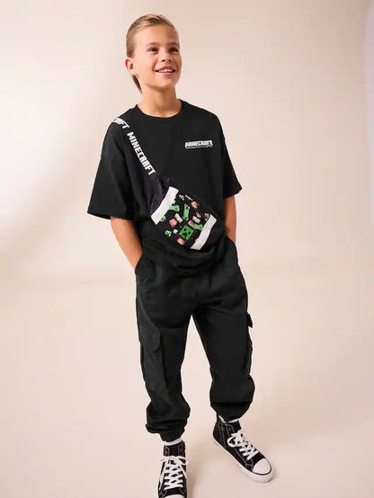 |BigBoy| Camiseta Preta Licenciada Do Minecraft (3 a 16 anos)