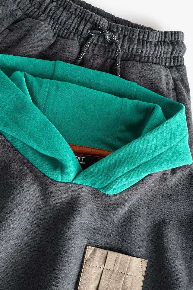 |Boy| Conjunto De Moletom e Joggers Colorblock Marrom Ferrugem (3 meses a 7 anos)