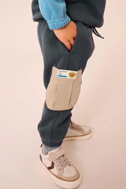 |Boy| Conjunto De Moletom e Joggers Colorblock Marrom Ferrugem (3 meses a 7 anos)