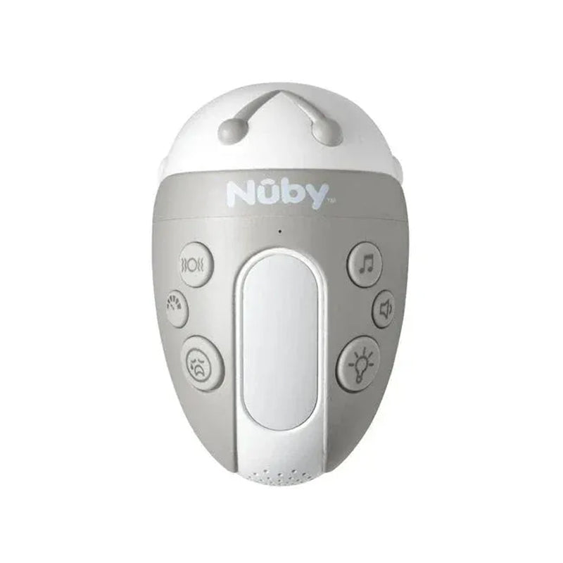 O Nuby Jitterbug possui sons suaves integrados para ajudar a acalmar o seu bebê com o toque de um botão.