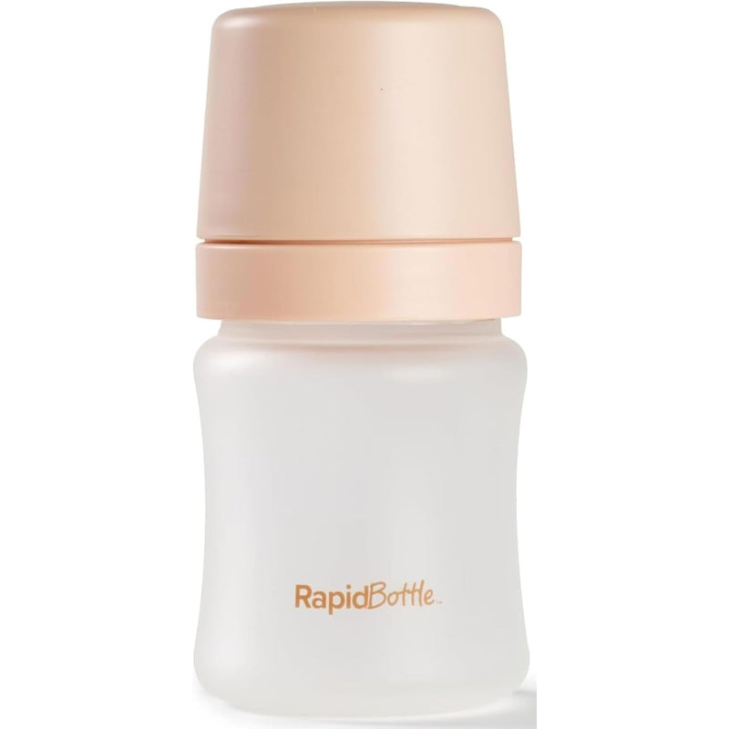 Nuby Mamadeira de Vidro com Revestimento de Silicone RapidBottle Bege 150ml | Bico de Fluxo Lento Livre de BPA