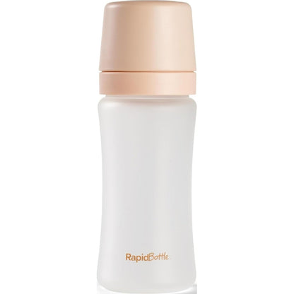 Nuby Mamadeira de Vidro com Revestimento de Silicone RapidBottle Bege 270ml | Bico de Fluxo Lento Livre de BPA