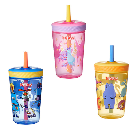 Nuby Copo Sip It Swirler com canudo anti-vazamento – ideal para aprender a beber sozinho