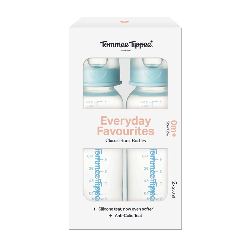 Tommee Tippee Conjunto de 2 mamadeiras estreitas Classic Start de 250ml