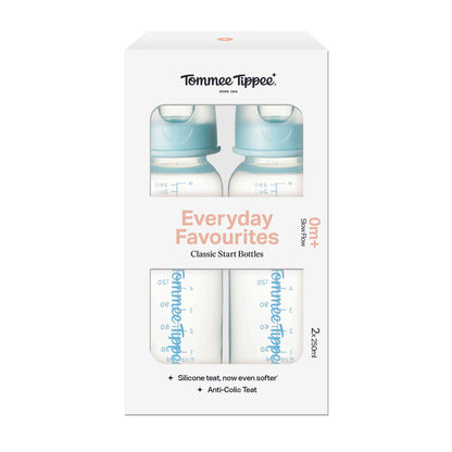 Tommee Tippee Conjunto de 2 mamadeiras estreitas Classic Start de 250ml