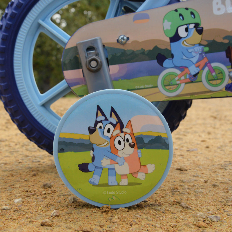 Bluey Bicicleta Infantil "Meu Primeiro Passeio" (Aro 12) – Pneus à Prova de Furos, Quadro de Aço, Rodinhas Removíveis e Selim Ajustável