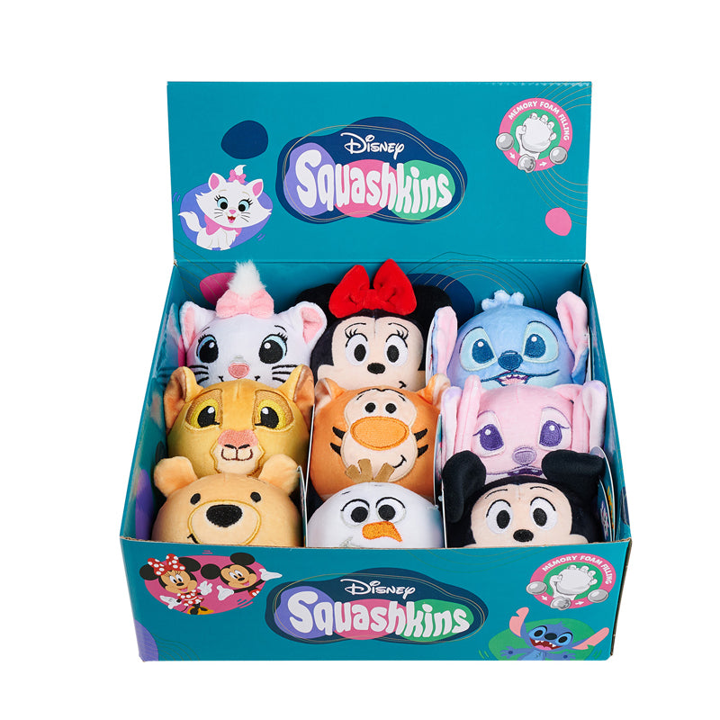 Disney Squashkins Memory Foam Balls 10cm, 9 Assorted Characters, Soft Squeeze Toy, Stress Reliever & Gift