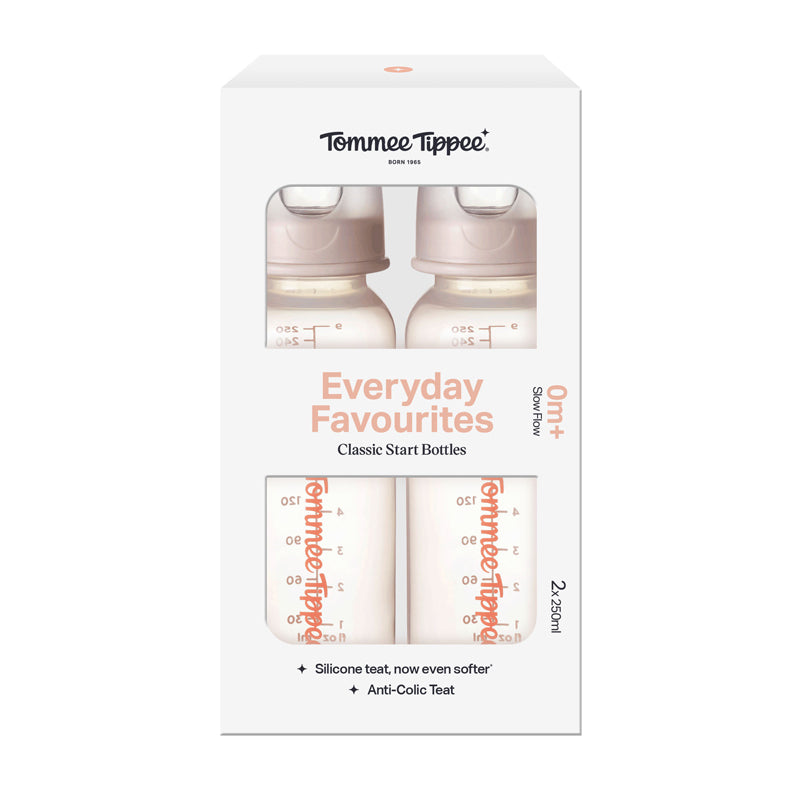 Tommee Tippee Conjunto de 2 mamadeiras estreitas Classic Start de 250ml