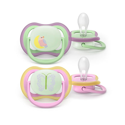 Philips Avent Chupeta Ultra Air Nighttime para meninas de 6 a 18 meses (pacote com 2)
