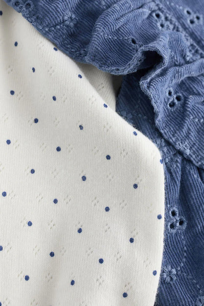 |BabyGirl| Conjunto De Macacão De Veludo Cotelê Azul Marinho e Manga Comprida (0 meses a 2 anos)