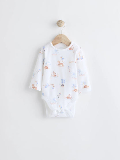 |BabyBoy| Conjunto de macacão e macacão de veludo com estampa de elefante azul para bebê (0-18 meses)