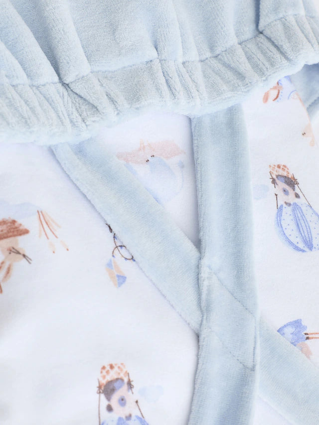 |BabyGirl| Conjunto De Macacão e Macacão De Veludo Com Estampa De Elefante Azul Para Bebê (0-18 meses)