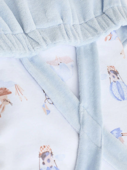 |BabyGirl| Conjunto De Macacão e Macacão De Veludo Com Estampa De Elefante Azul Para Bebê (0-18 meses)