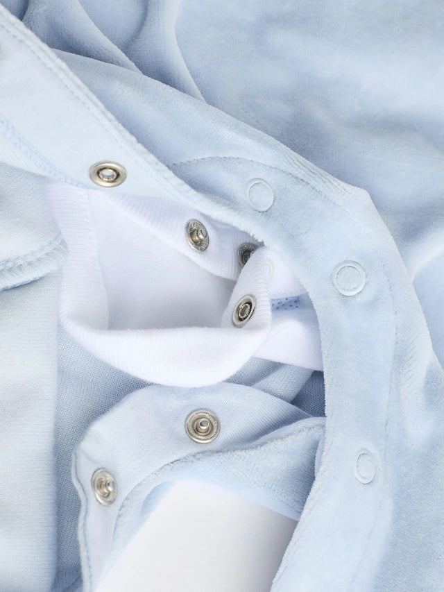 |BabyBoy| Conjunto de macacão e macacão de veludo com estampa de elefante azul para bebê (0-18 meses)