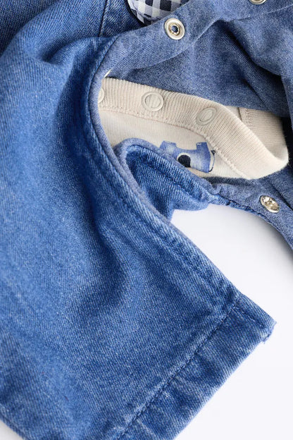 |BabyBoy| Conjunto De Macacão e Macacão Jeans Para Bebê Blue Elephant (0 meses a 2 anos)