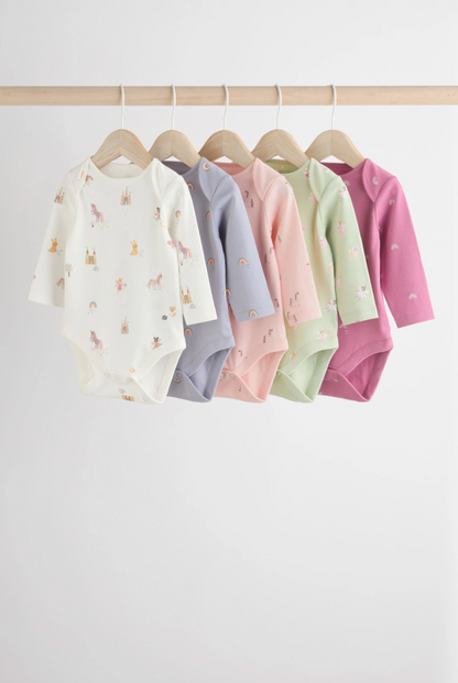 |BabyGirl| Pacote com 5 macacões 100% algodão Multi Baby