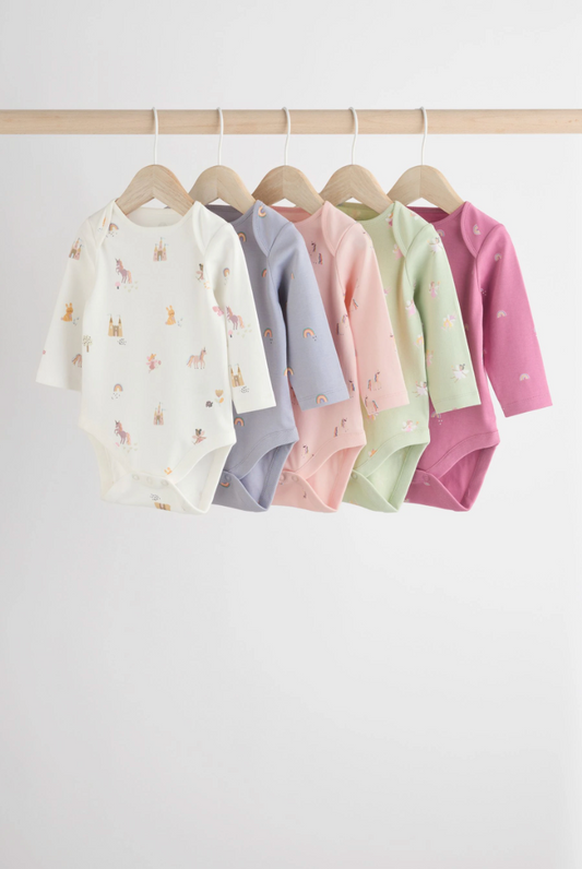 |BabyGirl| Pacote com 5 macacões 100% algodão Multi Baby